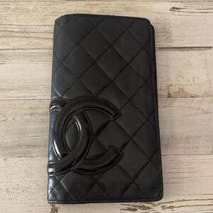 Chanel Wallet Long Cambon Black Leather/Hot Pink Interior.
